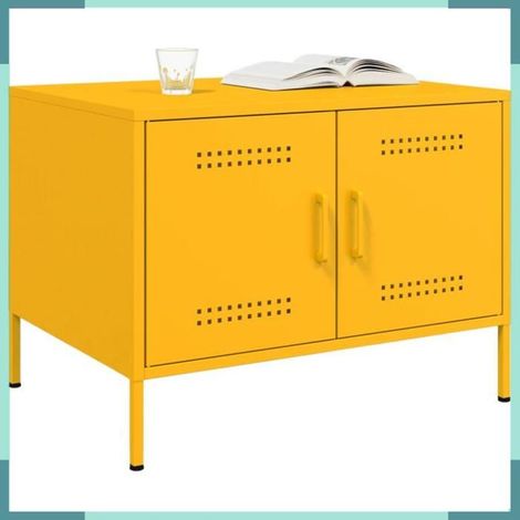 843033 Table basse jaune moutarde 68x50x50,5 cm acier (1/5)