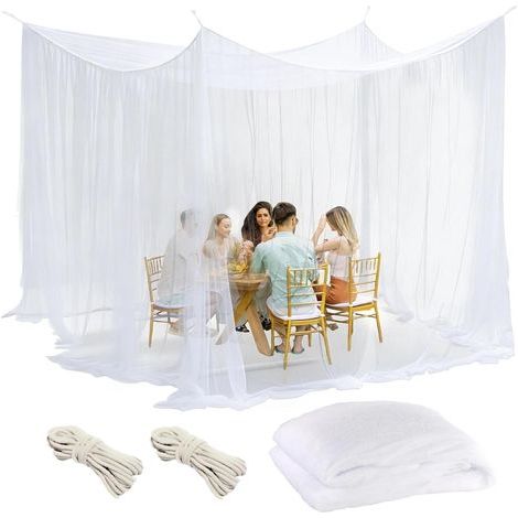 Moustiquaire 300 x 300 x 250 cm, pour gazebo, jardin, terrasse, camping, lit, 220 mailles fines avec 1 porte, blanc (1/5)