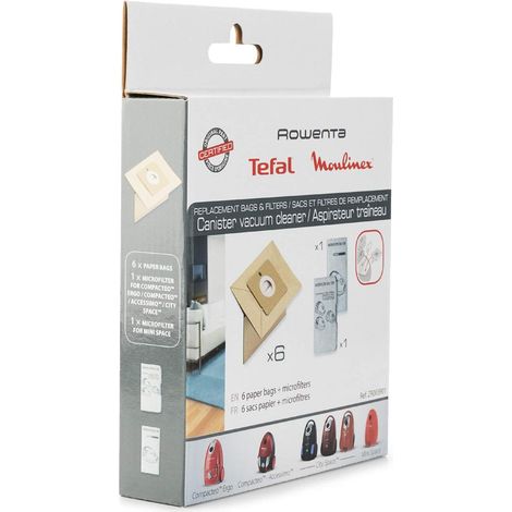 ZR003901 Confezione da 6 sacchetti per aspirapolvere + 1 microfiltro, bianco (1/5)