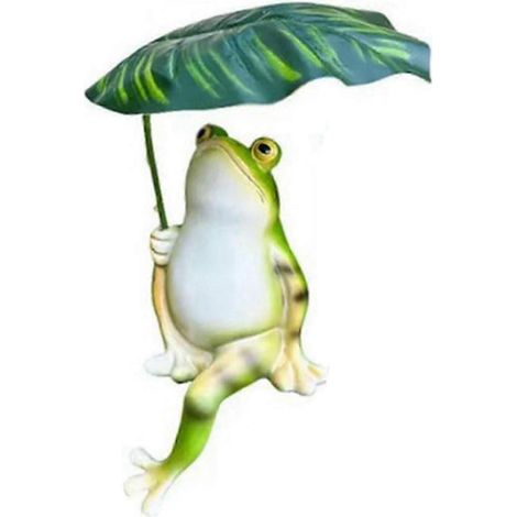 Sculpture de grenouille en résine tenant une feuille, miniature décorative pour jardin, bassin, terrasse, bureau à domicile ou bureau. (1/5)