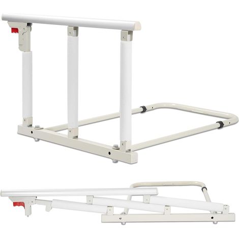 Barrière de Lit Adulte Pliable à Trois Niveaux en Acier Inoxydable, Barrière de Lit Sécurisée avec Poignée Rembourrée Anti-Dérapante, Appui au Lit Anti-Chute pour Personnes Âgées (1/5)