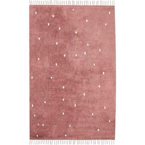 Tappeto moderno in cotone a pois multicolor rettangolare 140 x 200 cm Rosso Chiaro Astaf