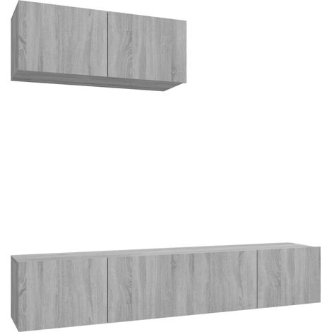 Set di mobili mobile buffet TV televisione soggiorno camera da letto soggiorno 3 pezzi Sonoma pannelli in MDF grigio 020024633