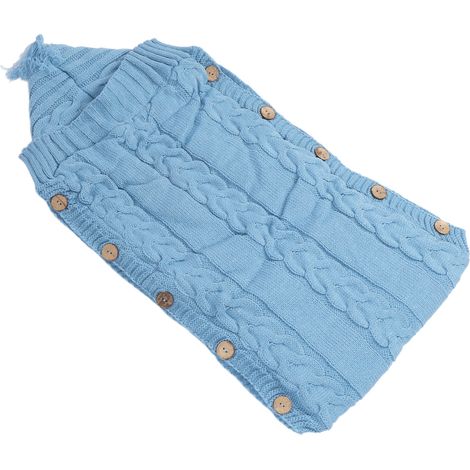 Couverture d'emmaillotage pour nouveau-né, douce et tricotée, idéale pour la maison et l'extérieur, bleu clair (1/5)