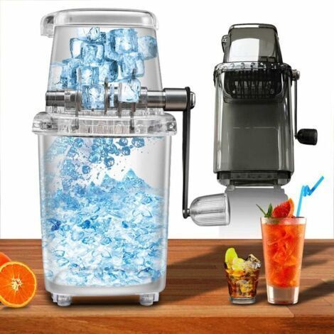 Broyeur à Glace Manuel Machine à glace pilée en acier inoxydable Haute qualité,Transparent avec Couteaux en Acier Inoxydable, pour la Production de Glace pilée - GriseConcassage Rapide - grise