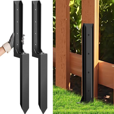 Kit Réparation Poteaux Clôture – Lot de 2 Supports Robustes. Pour Poteaux Bois Penchés/Endommagés. Fixation Sol Murale. (1/5)