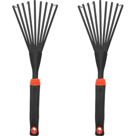 2er Pack Laubbesen aus Kohlenstoffstahl mit 9 Zinken 35 cm
