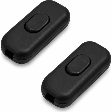 2 Pcs Bedside Lamp Switch, Rocker Switches 250V 6A, Bipolar In-Line Switch, for 2/3 Conductor Cables for Bedside Lamps, Wall Lights and Home Lighting, Black (1/5)