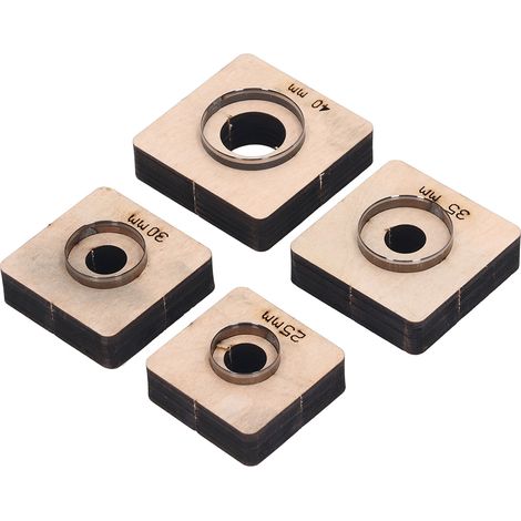 Ensemble de 4 matrices de découpe en cuir et métal pour loisirs créatifs : poinçonnage, estampage, découpe, etc. (accessoires en acier allié et bouleau, forme ronde). (1/5)