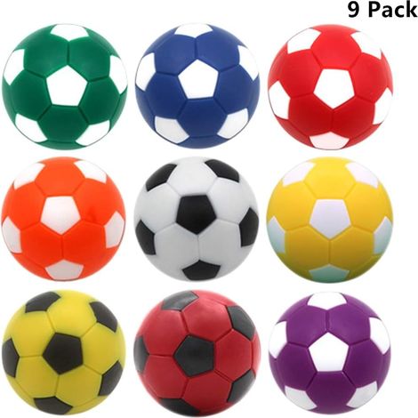 Lot de 9 balles de baby-foot multicolores de 3,6 cm (1,42 pouce) pour table de baby-foot. (1/5)