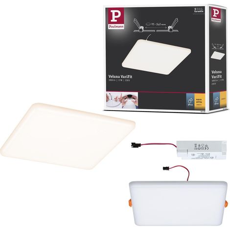 Panneau LED spots encastrés VariFit IP44 185x185 mm carré incl. 1x17 watts plafonnier Satin plastique 3000 K (1/5)