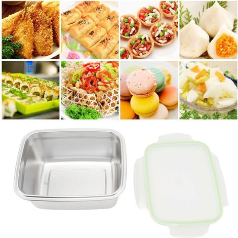 Quadratischer Aufbewahrungsbehälter aus Edelstahl 304, auslaufsicher, ideal für Mittagessen oder zur Kühlung, 2800 ml. (1/5)