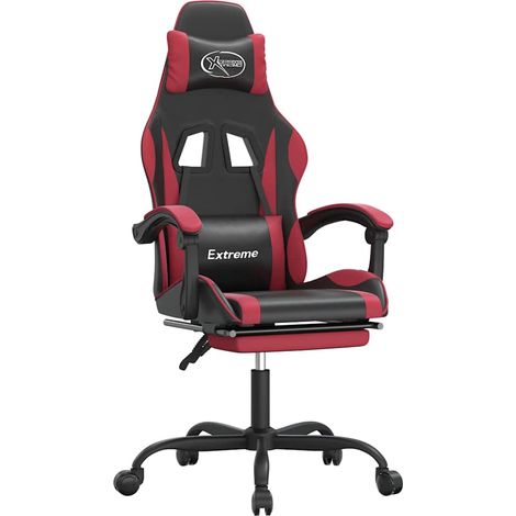 Maison Exclusive - Sedia da Gaming con Poggiapiedi Nero e Rosso Vino in Similpelle (1/5)