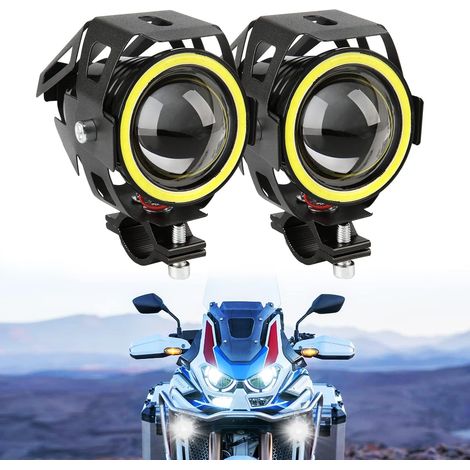 Phare avant de moto, DRL avec feu Angel Eyes, 12 V 24 V, antibrouillard, compatible avec R1200GS 1200XRT Touring ATV UTV Off Road Buggy Sandbahn (1/5)