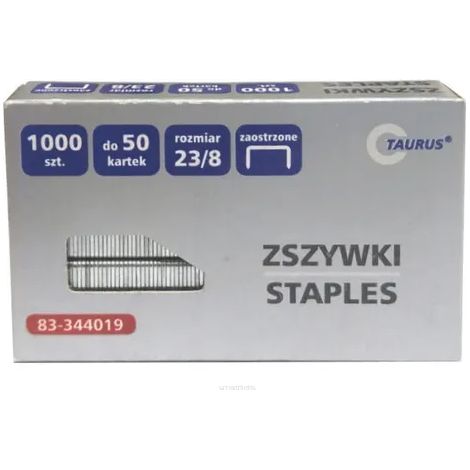 Punti metallici resistenti Taurus 23/8, confezione da 1000 pezzi