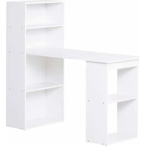 Scrivania con libreria 120x55x120 cm in legno bianco HOMVRA (1/5)