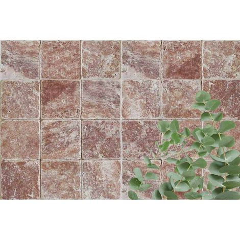 Faïence Travertin 1er Choix - Rose - 10x10x1cm - Vieilli - (1 m²)