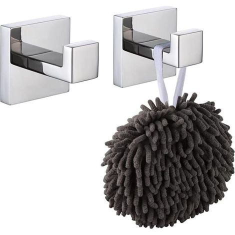 Confezione da 2 ganci da parete quadrati per abiti, cappotti, bagno, cucina, garage, acciaio inossidabile SUS 304, cromato lucido (5,5 x 5,5 cm) (1/3)