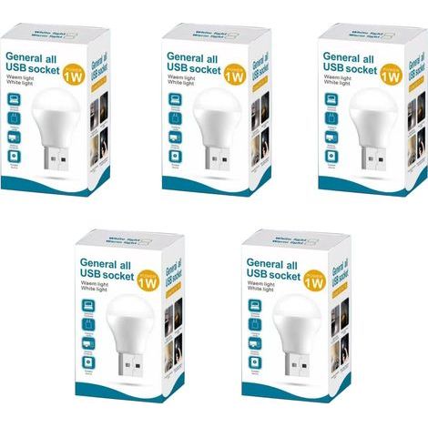 Juego de 5 bombillas LED, USB, 110 lúmenes, blancas (1/5)