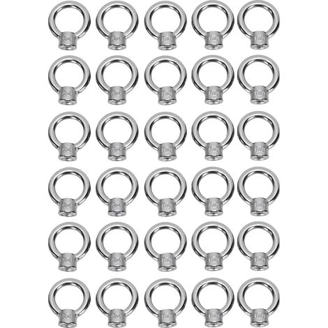 30 écrous à œil en acier inoxydable 304, boulon annulaire marin 1/4 po UNC pour ancrage extérieur (1/5)