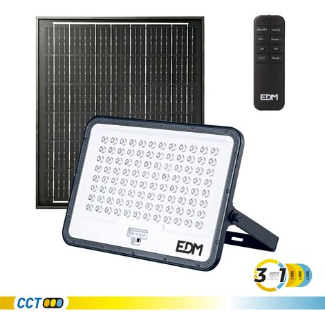 Projecteur Solaire Led 3 Cct éclairage Solaire Puissant 3200 Lm, 3 Températures De Couleur - Edm