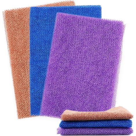 3 pièces gant de toilette exfoliant, Éponge filet africaine Loofah, brosse dos douche, gant gommage corps, éponge bain spa (1/5)