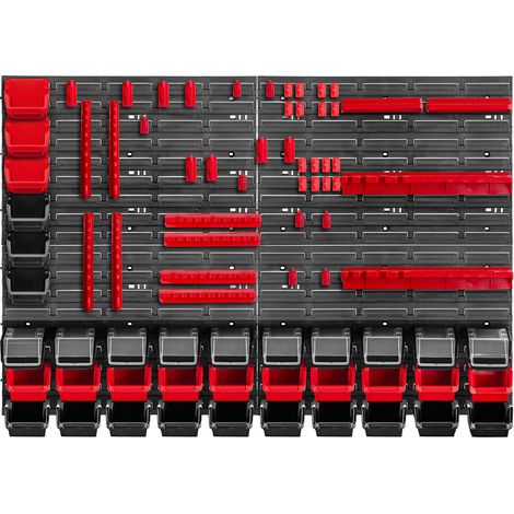 KADAX Werkstattwandregal, Wandplatten, 116 x 78 cm, Rot und Schwarz, 80 tlg. (1/5)