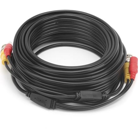 Câble d'alimentation vidéo BNC+DC pour caméra de sécurité CCTV avec connecteur pour système de surveillance (20 m / 65,6 pi) (1/5)