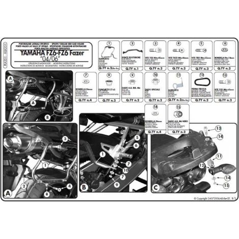 Support de valises latérales Kappa Monokey pour Yamaha FZ6 / Fazer (04-06) - Uniquement pour valises K33N K'Road