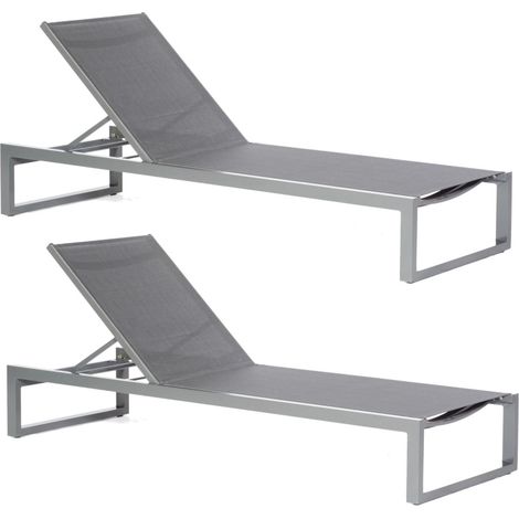 Sonnenpartner Argos 2x Sonnenliege Gartenliege anthrazit/Textilen Aluminium (1/2)