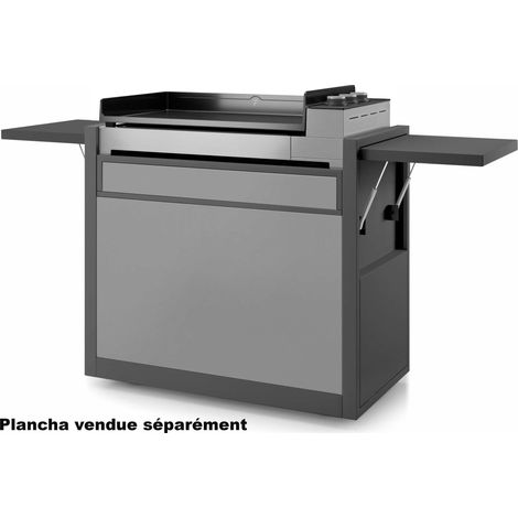 Forge Adour – Chariot pour plancha Premium 75 – Acier noir et gris – Tablettes latérales pour confort de cuisson – Stabilité et sécurité assurées