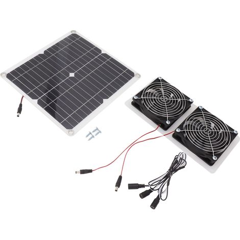 15-W-Solarventilator-Set, doppelter wasserdichter Ventilator mit 130 cm Kabel für Hühnerstall, Gewächshaus, Außeneinsatz (1/5)