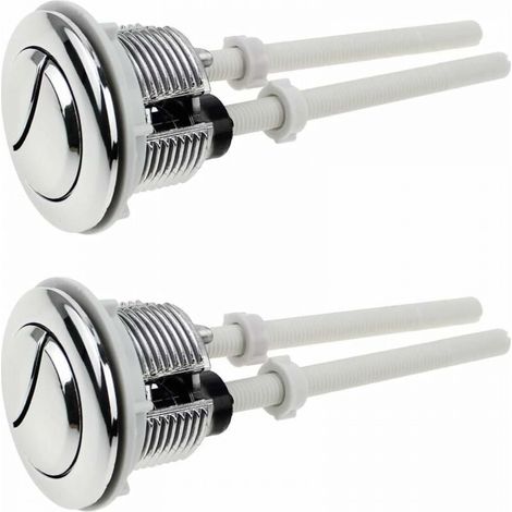 2 Boutons Poussoirs Double Chasse WC 38mm Chromé Argent (1/5)