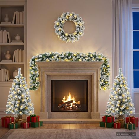 vidaXL Mini Árbol de Navidad 90 cm 125 LED Blanco Cálido PVC Blanco (1/5)