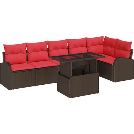 Garden Sofa Set with Cushion 7 pcs Brown Poly rattan vidaXL (1/5)