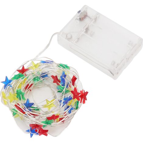 2 guirlandes lumineuses LED pentagramme à piles, guirlande d'étoiles féériques, décorations de fête, 5 m, multicolores (1/5)