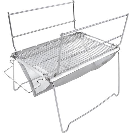 Grille de camp barbecue en acier inoxydable résistant à la chaleur pliable portable argentée pour cuisson (1/5)