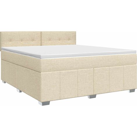 Maison Exclusive - Letto box spring con materasso Crema 140 x 200 cm Tessuto (1/5)