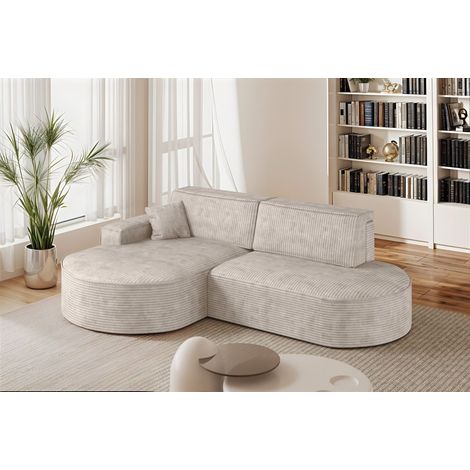 Ecksofa Schlafsofa Sofa VENEDIG Stoff Poso Altweiß Ottomane Links (1/5)