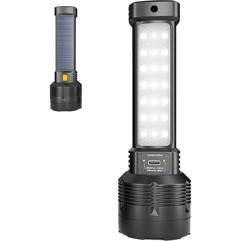 Lampes de poche rechargeables Lampes de poche LED pour camping Lampe de poche lumineuse et rechargeable avec longue distance de faisceau, design compact, chargement facile et plusieurs (1/5)