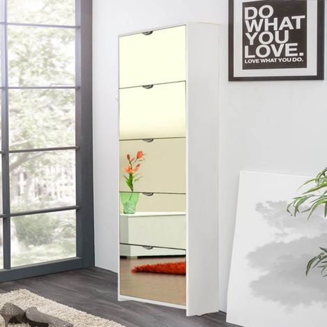 Scarpiera specchio Koblenz 5 ante ribalta colore bianco (1/4)