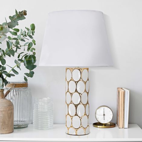 Tischlampe Badani, benötigt 1 Glühbirne, Fassung E27, Lampenschirm, weiß (1/5)