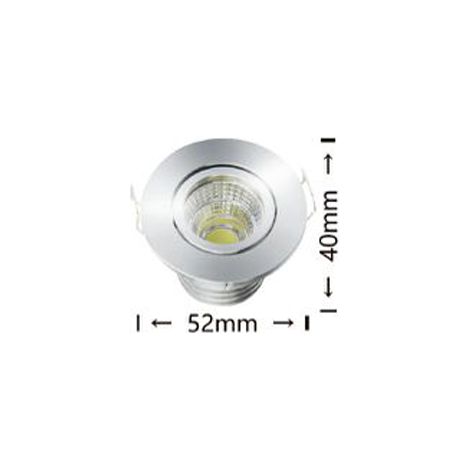 Faretto Faro LED 3W Punto Luce Incasso Rotondo Alluminio Silver Luce Calda 3000K 220v P-45-AC (1/2)