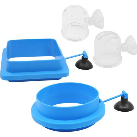 Lot de 2 mangeoires pour poissons d'aquarium et 2 gobelets flottants en acrylique pour aquarium (1/5)