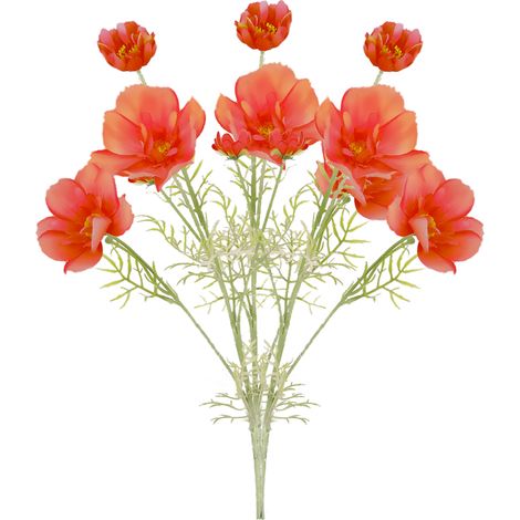 Cosmos Artificiels [Orange] Fleurs en Soie Décorations Rustiques 3 Pièces (1/5)