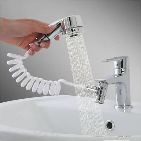 Douchette Lavabo - Tuyau Flexible 2 M - Support Réglable Avec Bioadhésif - Adaptateur Évier Inclus - 1 Pièce (1/3)