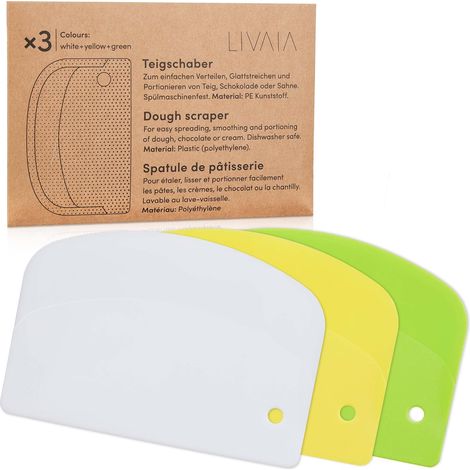 Ensemble de grattoirs à pâte : 3x grattoirs à pizza ou à gâteau - grattoirs en plastique - grattoirs à four - ustensiles de cuisine et accessoires de cuisine (1/5)