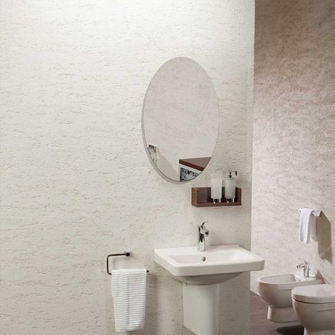 Sticker mural décoratif miroir elliptique en acrylique 42 x 27 cm, idéal pour la décoration de salle de bain ou de chambre. (1/5)