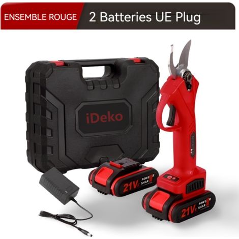 iDeko Sécateur electrique sans fil 21V Rechargeable 2 batteries Coupeuse d'élagage Professionnel Jardin pour arbres fruitiers (1/5)