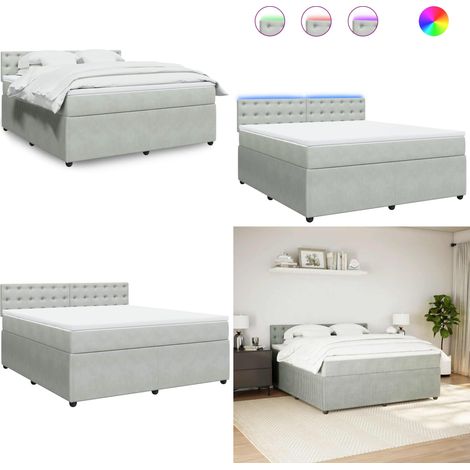 vidaXL Boxspringbett mit Matratze Hellgrau 180x200 cm Samt (1/5)
